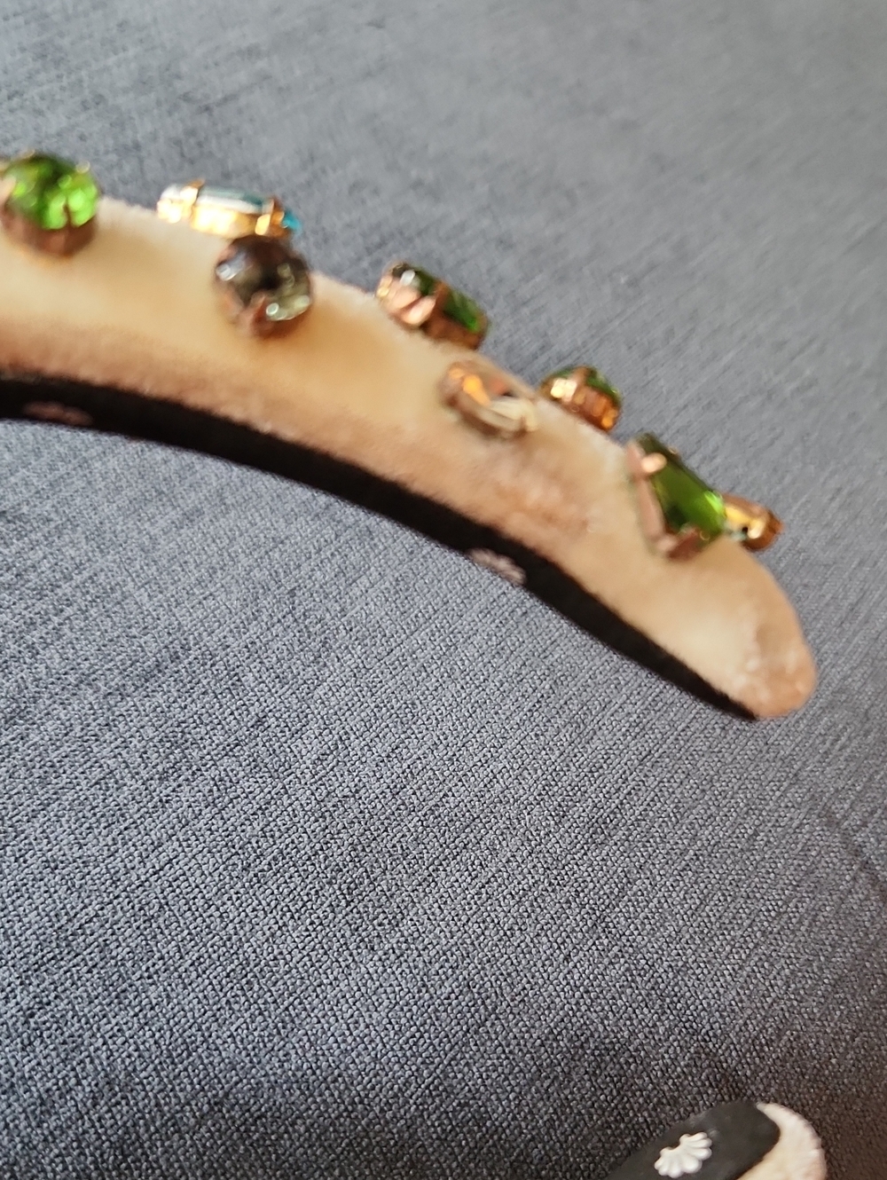 Lele Sadoughi Embellished White Padded Velvet Headband with Multicolor Gems - Picture 11 of 12